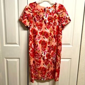 Roamans Shades of Pink Floral Print Short Sleeve Dress Size 18W